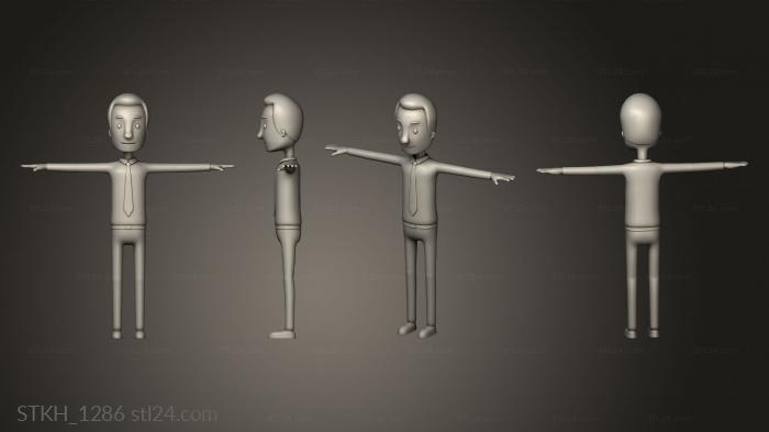 Figurines of people (cartoon man officeman, STKH_1286) 3D models for cnc