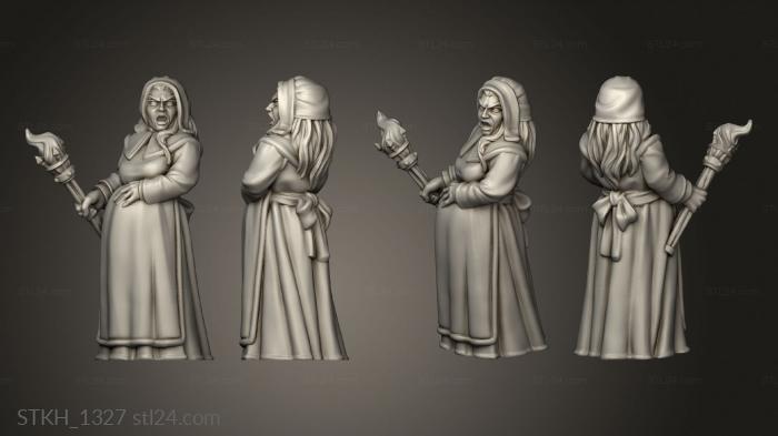 Figurines of people (VILLAGER WOMAN VILLAGERS TORCH BASE, STKH_1327) 3D models for cnc