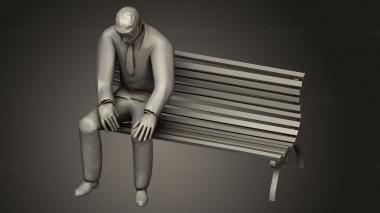 Figurines of people (Sad man on Bench, STKH_1350) 3D models for cnc