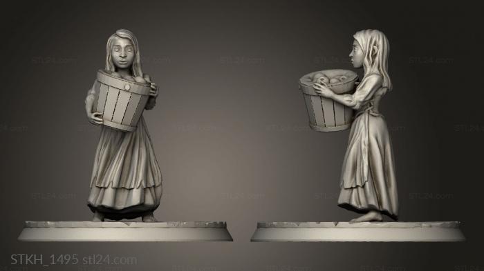 Статуэтки люди (Крестьянская девушка из Темных миров, STKH_1495) 3D модель для ЧПУ станка