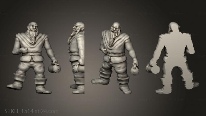 Figurines of people (Dwarf with Stein, STKH_1514) 3D models for cnc