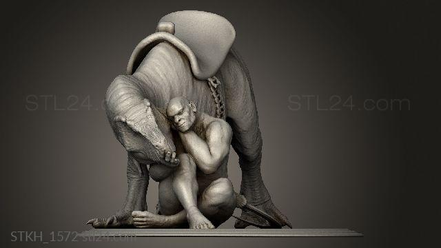 Статуэтки люди (Гонщик на Динозаврах, STKH_1572) 3D модель для ЧПУ станка