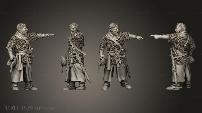Статуэтки люди (Спешившиеся рыцари Рыцарь-капитан, STKH_1579) 3D модель для ЧПУ станка