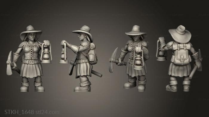 Figurines of people (Dwarves pt Female Dwarf Archeologist with Lantern, STKH_1648) 3D models for cnc