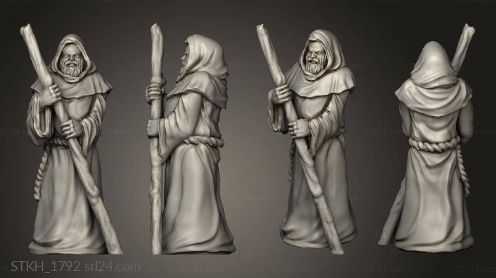 Статуэтки люди (Палка в монашеском капюшоне, STKH_1792) 3D модель для ЧПУ станка