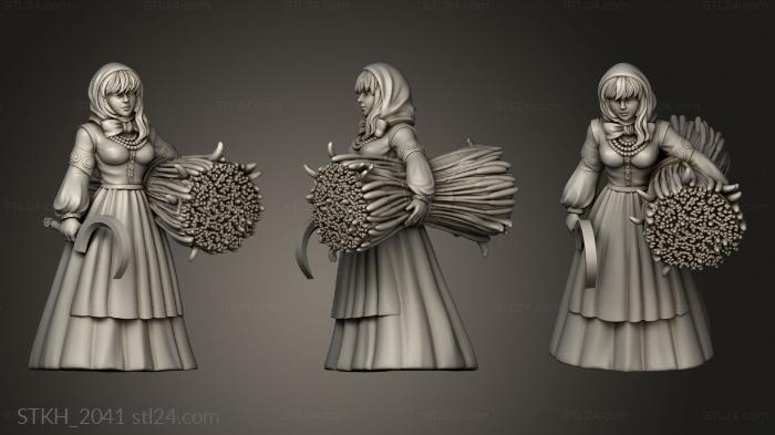 Figurines of people (Peasants and Trades Margaret harvesting girl, STKH_2041) 3D models for cnc