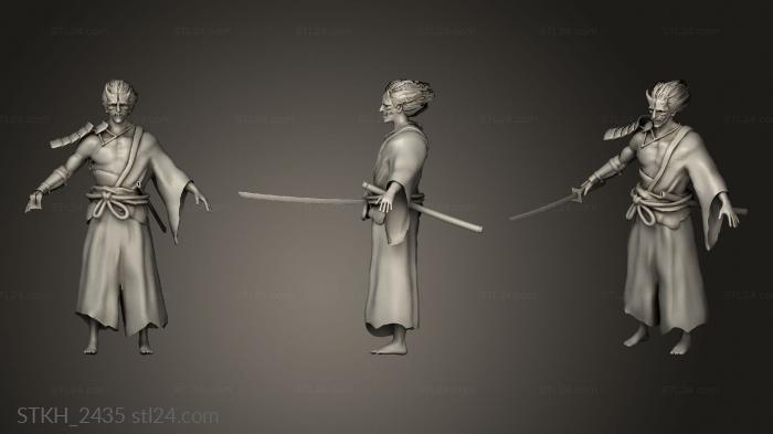 Статуэтки люди (Они самураи, STKH_2435) 3D модель для ЧПУ станка