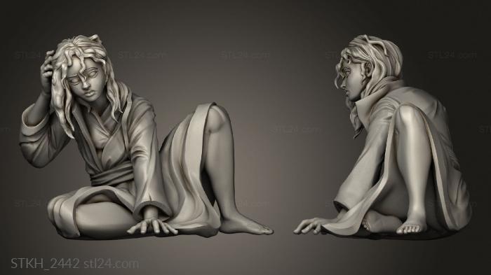 Статуэтки люди (Девушка-Монах-Орочий Свечник, STKH_2442) 3D модель для ЧПУ станка