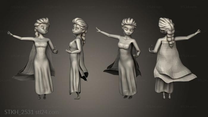 Figurines of people (Princess Passion Ariel and Disney Frozen Queen Elsa, STKH_2531) 3D models for cnc