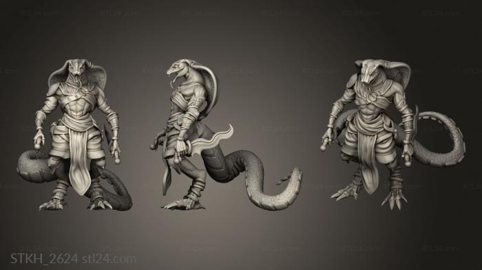 Figurines of people (Ruins Madness Serpentfolk Warrior, STKH_2624) 3D models for cnc