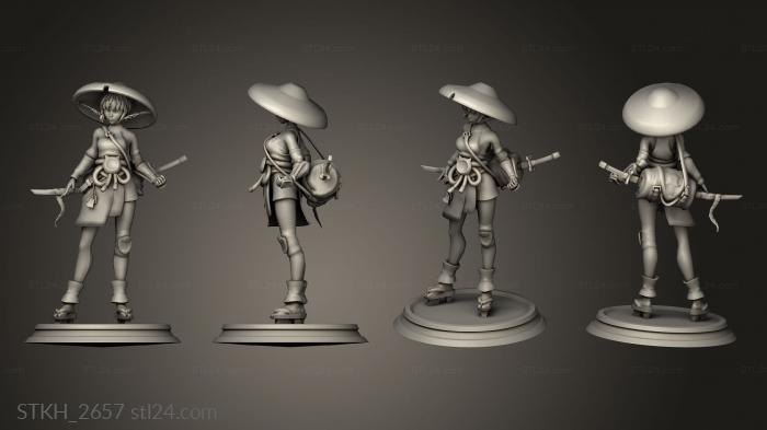 Figurines of people (Samurai Girl, STKH_2657) 3D models for cnc