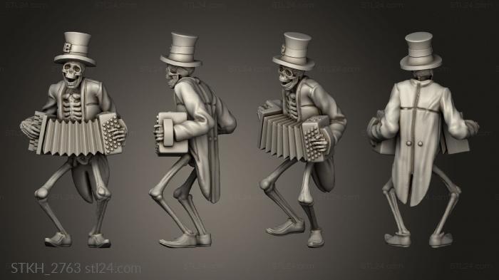 Статуэтки люди (Скелет Музыканта-Аккордеониста, STKH_2763) 3D модель для ЧПУ станка