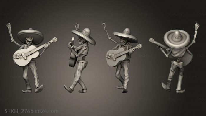 Статуэтки люди (Скелет Музыканта-Гитара, STKH_2765) 3D модель для ЧПУ станка