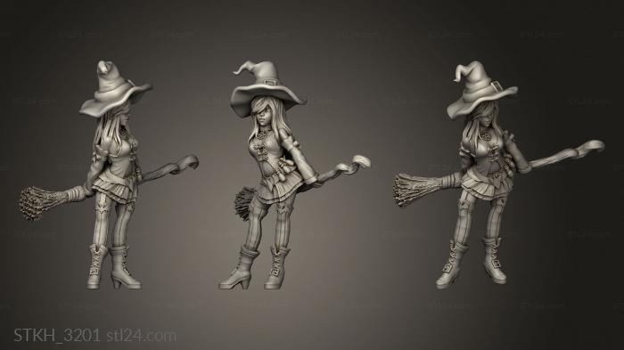 Figurines of people (Witches Witch with broom, STKH_3201) 3D models for cnc