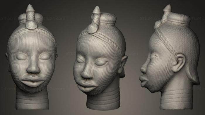 Скульптуры индийские (Керамическая голова из Нигерии., STKI_0002) 3D модель для ЧПУ станка