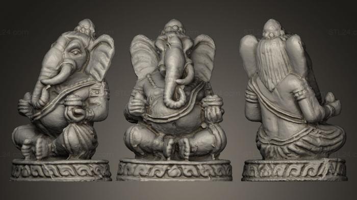 Indian sculptures (Ganesha on round plinth, STKI_0004) 3D models for cnc