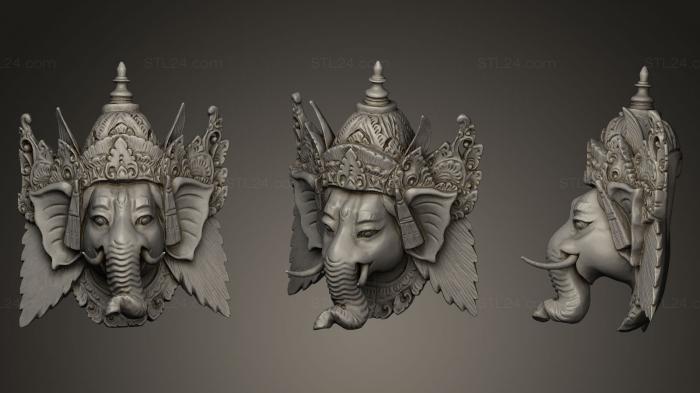 Indian sculptures (Ganesha wooden mask, STKI_0041) 3D models for cnc