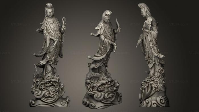 Indian sculptures (Guanyin crossing the sea, STKI_0046) 3D models for cnc