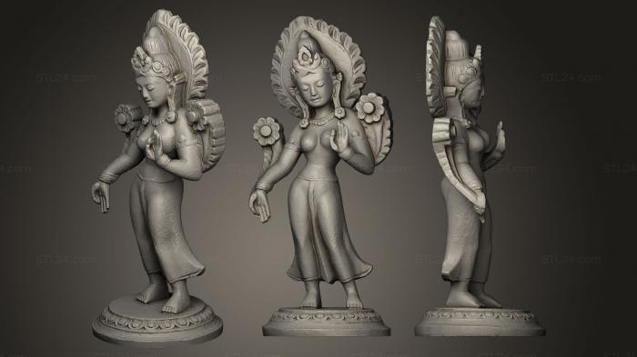 Hindu goddess statue standing wooden