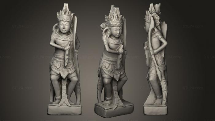 Скульптуры индийские (Тайский Воин-мужчина из Песчаника, STKI_0066) 3D модель для ЧПУ станка