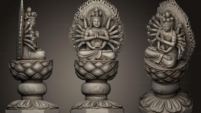 Скульптуры индийские (Авалокитешвара Тысячеликая Богиня, STKI_0089) 3D модель для ЧПУ станка