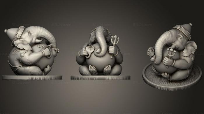 Indian sculptures (Ganesha  Statuette  Figure  2019, STKI_0114) 3D models for cnc