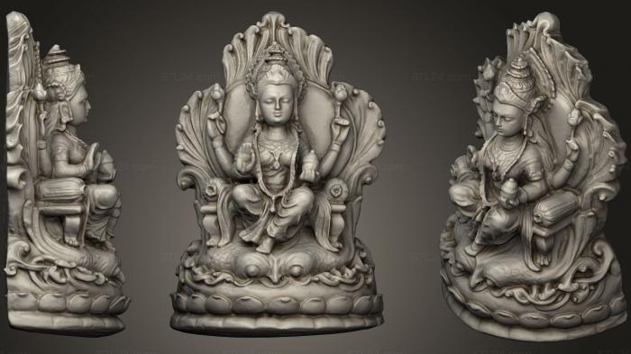 Скульптуры индийские (Лакшми на троне из лотоса, STKI_0136) 3D модель для ЧПУ станка