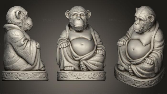Indian sculptures (Monkey (Chimpanzee) Buddha (Animal Collection), STKI_0149) 3D models for cnc