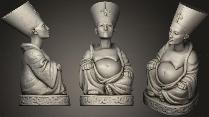 Скульптуры индийские (Будда Нефертити (египетская коллекция), STKI_0152) 3D модель для ЧПУ станка