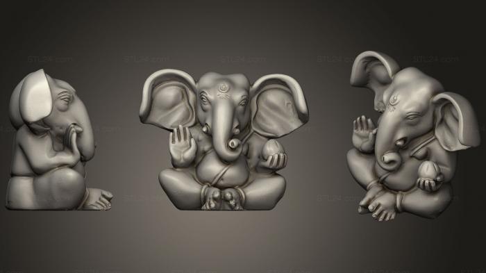 Скульптуры индийские (Шурпакарна Ганеша Слушает ушами, подобными веерам, STKI_0164) 3D модель для ЧПУ станка