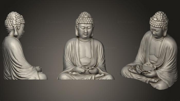 Скульптуры индийские (Сидящий Будда с цветком Лотоса, STKI_0165) 3D модель для ЧПУ станка