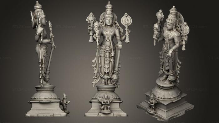 Indian sculptures (Vishnu The Preserver With Garuda (Eagle)  Chola Bronze Style, STKI_0185) 3D models for cnc