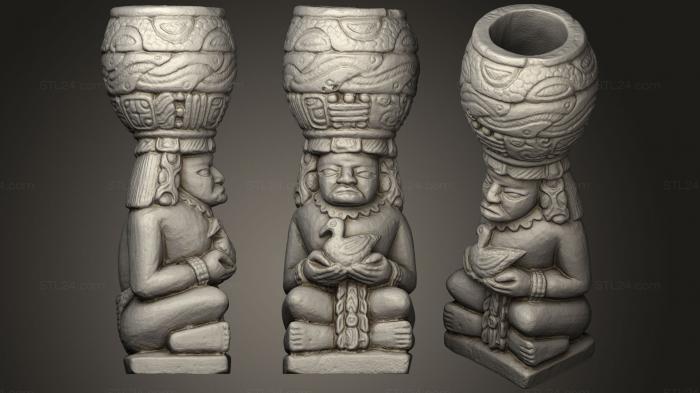 Скульптуры индийские (Ацтекская скульптура (Статуя), STKI_0194) 3D модель для ЧПУ станка