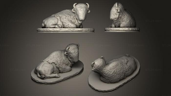 Статуэтки животных (Бык с круглым постаментом, STKJ_0010) 3D модель для ЧПУ станка