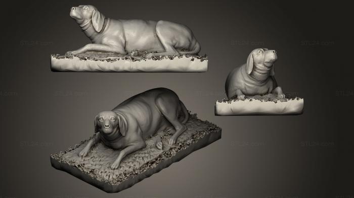 Статуэтки животных (Собака -скульптурное надгробие., STKJ_0019) 3D модель для ЧПУ станка