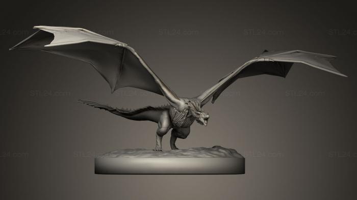 Статуэтки животных (Дракон на подиуме, STKJ_0039) 3D модель для ЧПУ станка