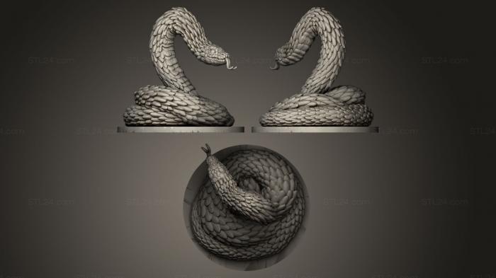 Статуэтки животных (Гигантская змея в круглой позе, STKJ_0050) 3D модель для ЧПУ станка