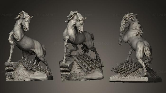 Статуэтки животных (Лошадь и борона, STKJ_0062) 3D модель для ЧПУ станка