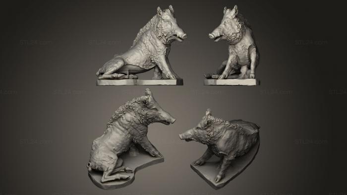 Статуэтки животных (Кабан гипсовый слепок античной фигуры, STKJ_0076) 3D модель для ЧПУ станка