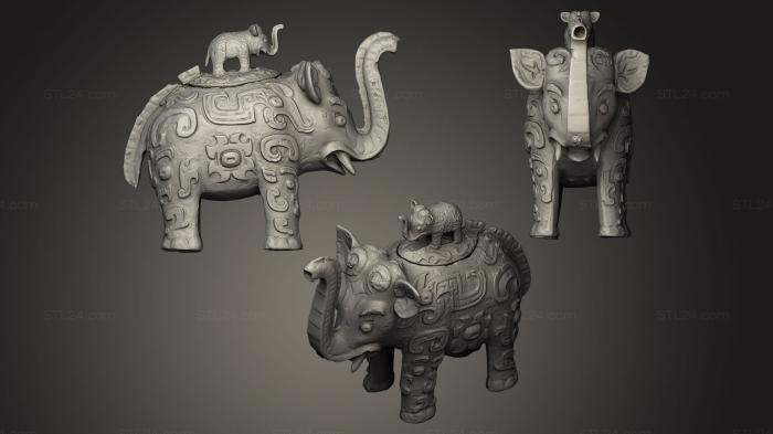 Статуэтки животных (Ритуальный кувшин с крышкой, STKJ_0077) 3D модель для ЧПУ станка
