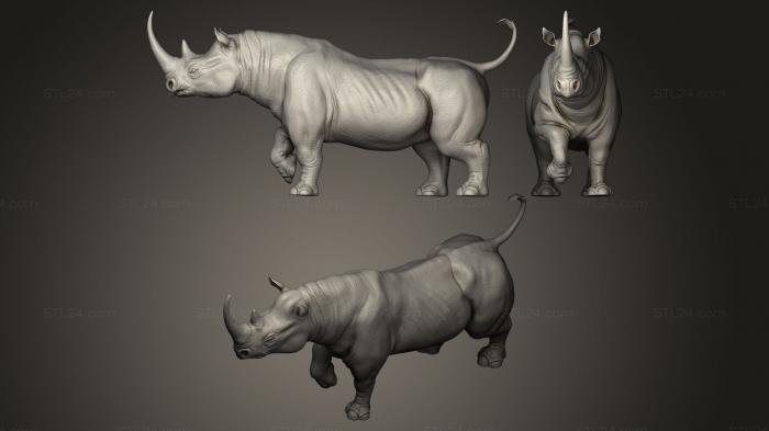 Статуэтки животных (Носорог с поднятой ногой, STKJ_0099) 3D модель для ЧПУ станка