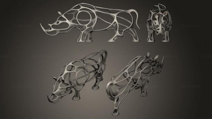Статуэтки животных (Носорог с отверстием, STKJ_0100) 3D модель для ЧПУ станка