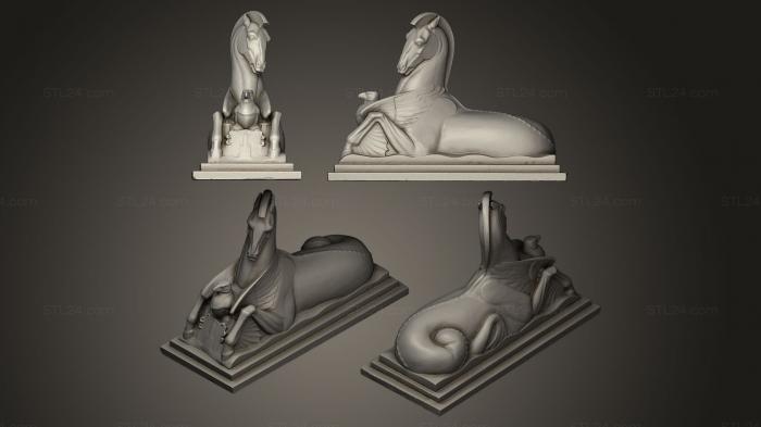 Статуэтки животных (Водный морской конек и орел, STKJ_0135) 3D модель для ЧПУ станка