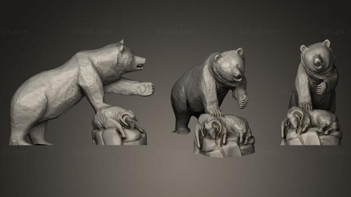 Статуэтки животных (Деревянная статуя медведя и овцы, STKJ_0166) 3D модель для ЧПУ станка