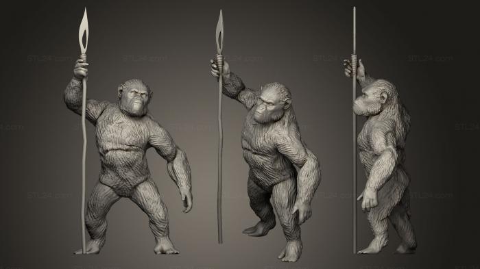Статуэтки животных (Цезарь обезьяна, STKJ_0181) 3D модель для ЧПУ станка