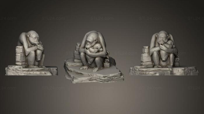Статуэтки животных (Песчаная скульптура шимпанзе, STKJ_0197) 3D модель для ЧПУ станка