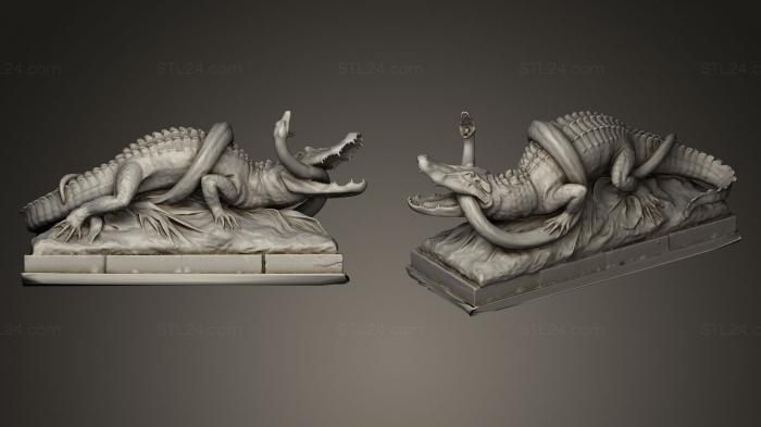 Статуэтки животных (Крокодил и змей Бельгийский, STKJ_0210) 3D модель для ЧПУ станка