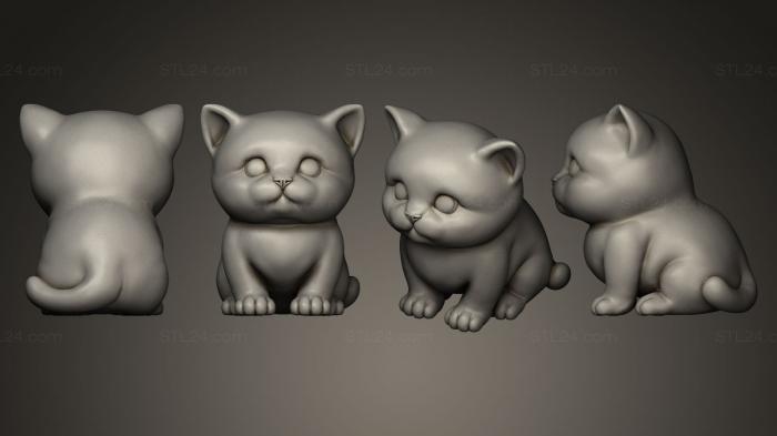 Статуэтки животных (Милый котенок, STKJ_0212) 3D модель для ЧПУ станка