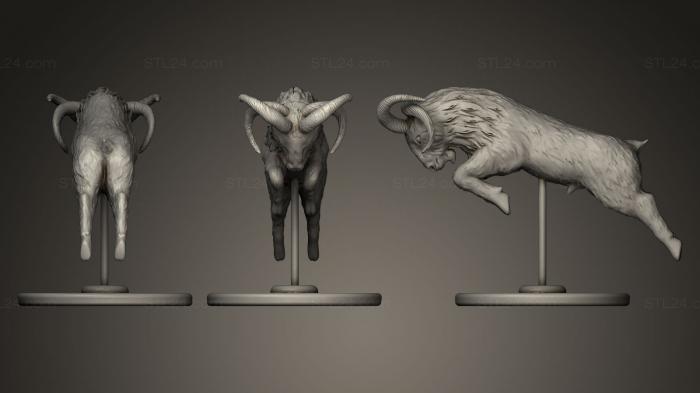 Статуэтки животных (Козел с четырьмя рогами, STKJ_0216) 3D модель для ЧПУ станка