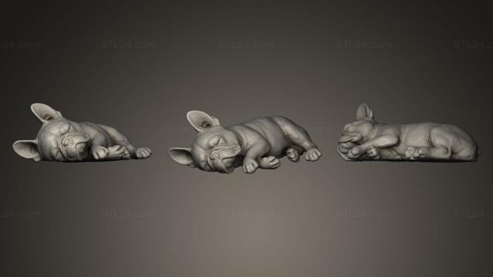 Статуэтки животных (Французский Бульдог Мило Спит В, STKJ_0282) 3D модель для ЧПУ станка